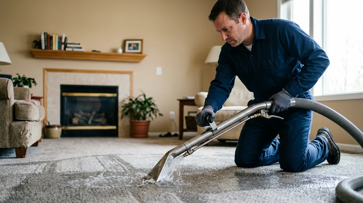 Water damage restoration technician working near Blackwood, NJ